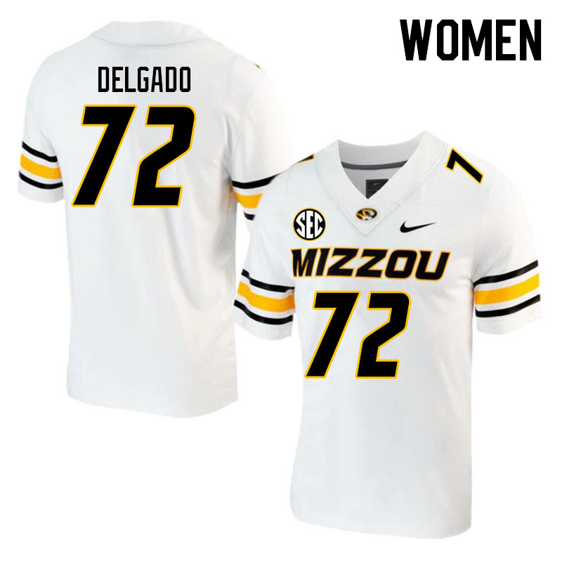 Women #72 Xavier Delgado Missouri Tigers College 2023 Football Stitched Jerseys Sale-White
